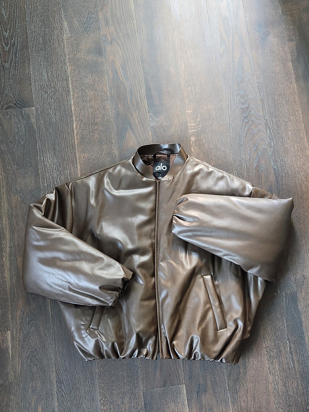 alo Faux Leather Premier Bomber Jacket